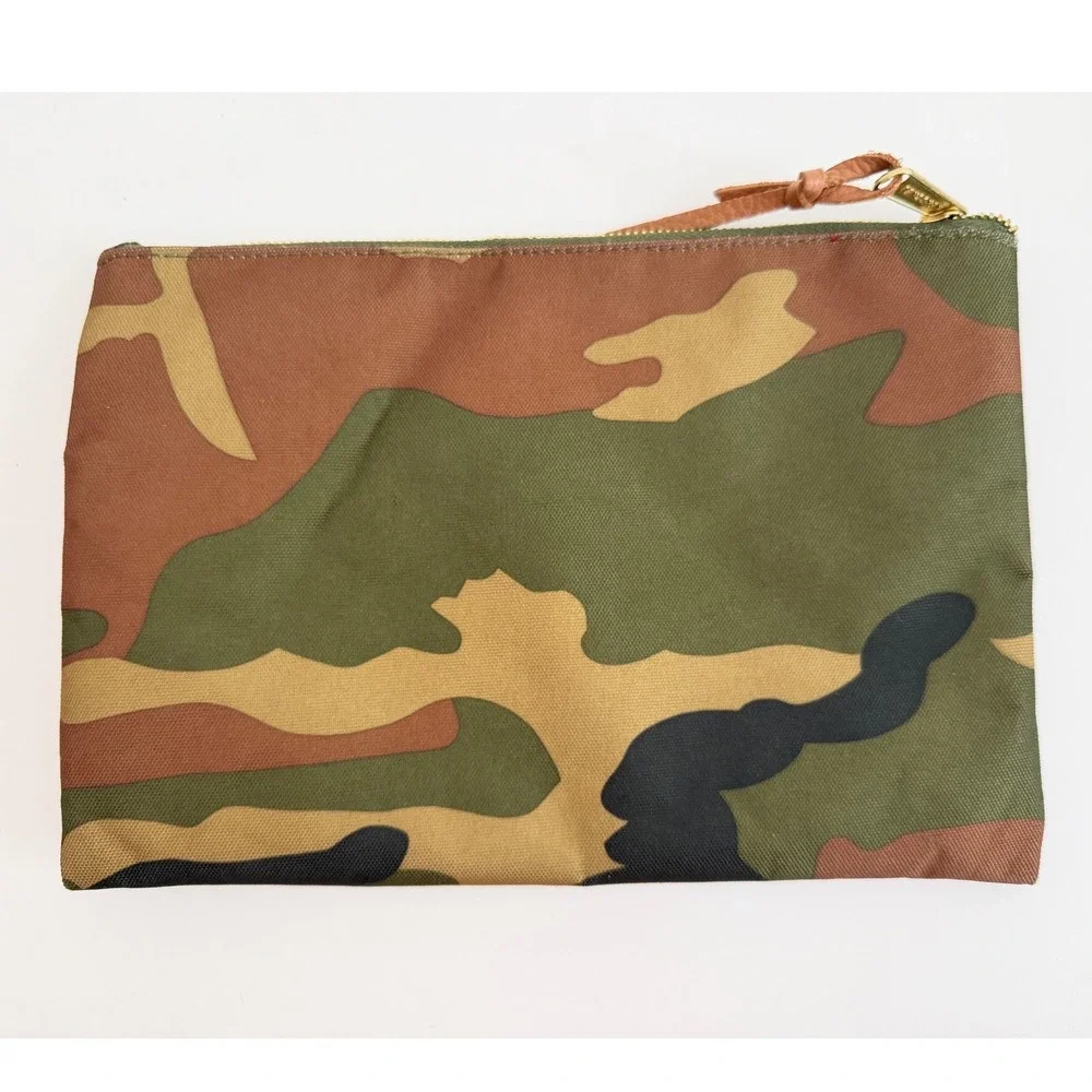 Herschel Supply Co Network Large Pouch Camo Canvas Zippered Clutch Bag Woodland